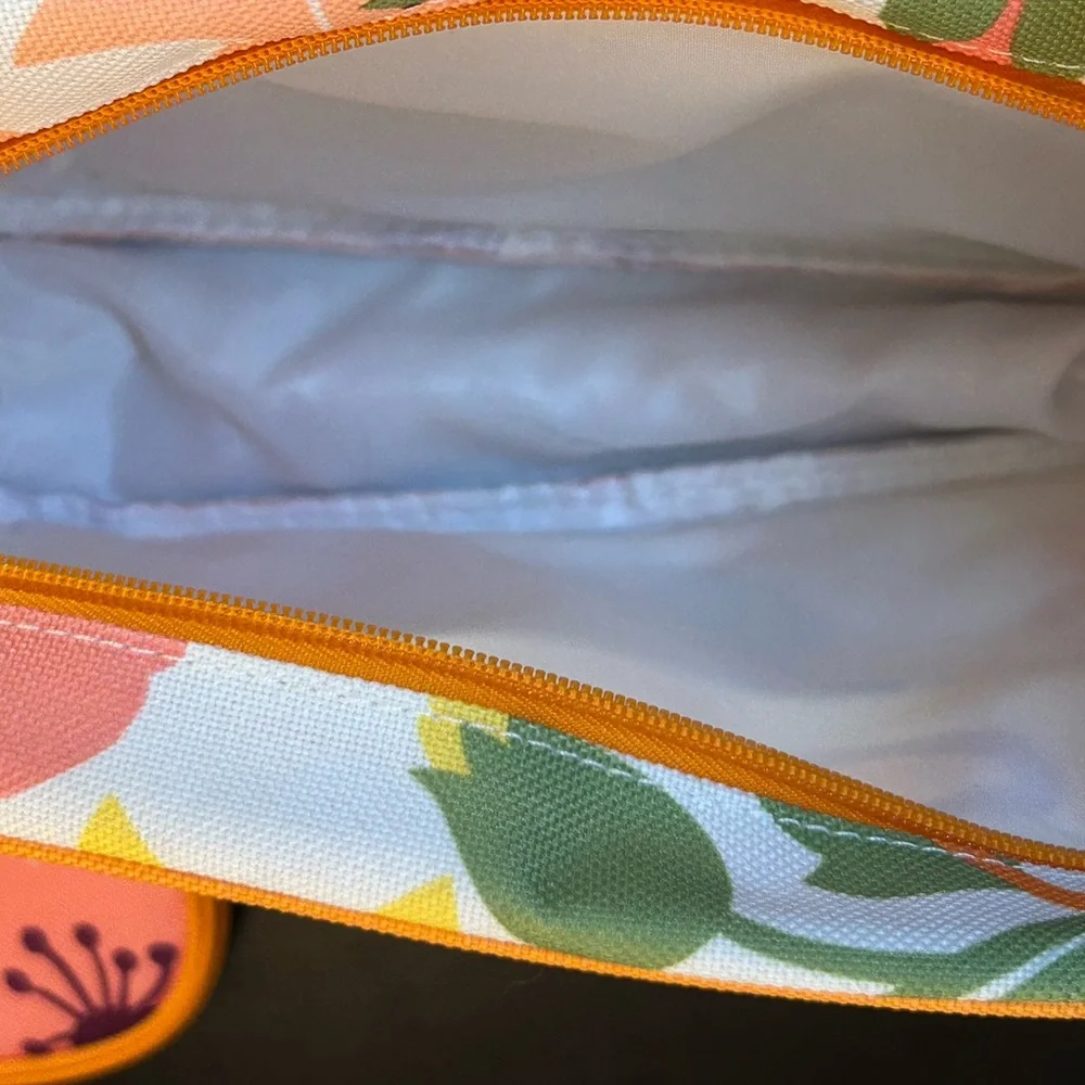 CLINIQUE Makeup Bag & Coin Purse Set Travel Floral Retro Cosmetic Zip Pouch NEW